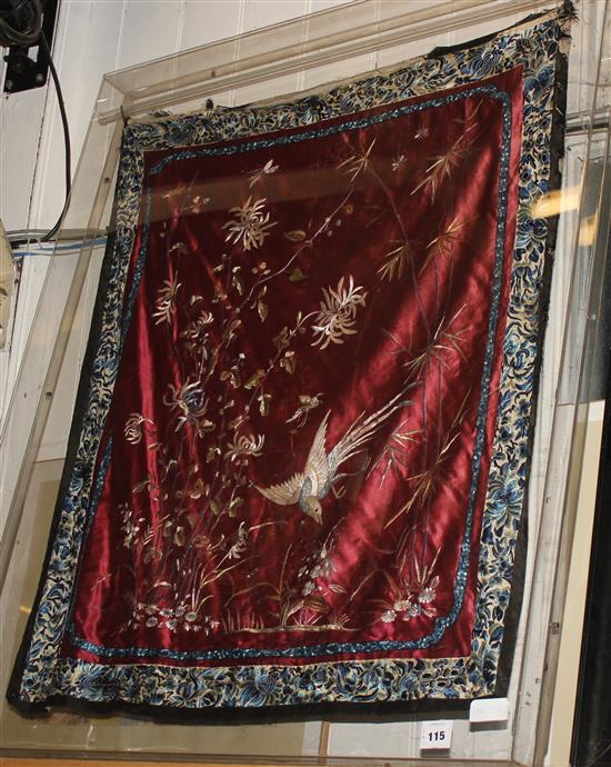 Silk embroidered Chinese panel